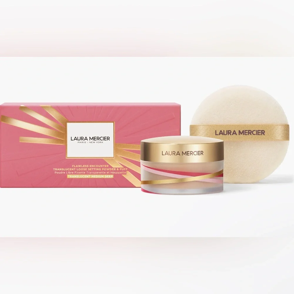 NWT Laura Mercier Flawless Encounter Translucent Loose Setting Powder & Puff